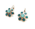 Mariana Earrings Flower Shape Light Blue & Mint Swarovski Crystals Congo Africa Coll.