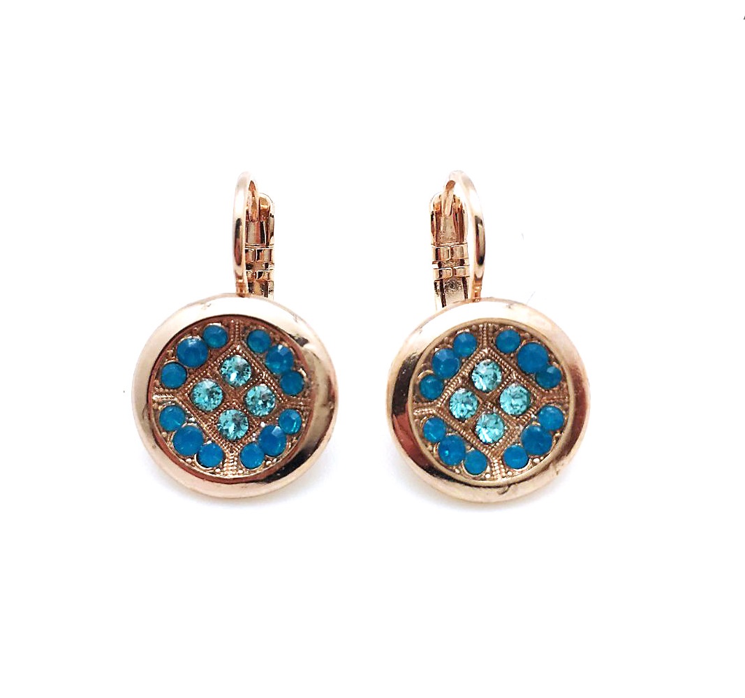 E-1627-1082-RG6 (2) Mariana Earrings Blue & Light Blue Swarovsky Crystals Zambezi Africa Coll. - Image 1