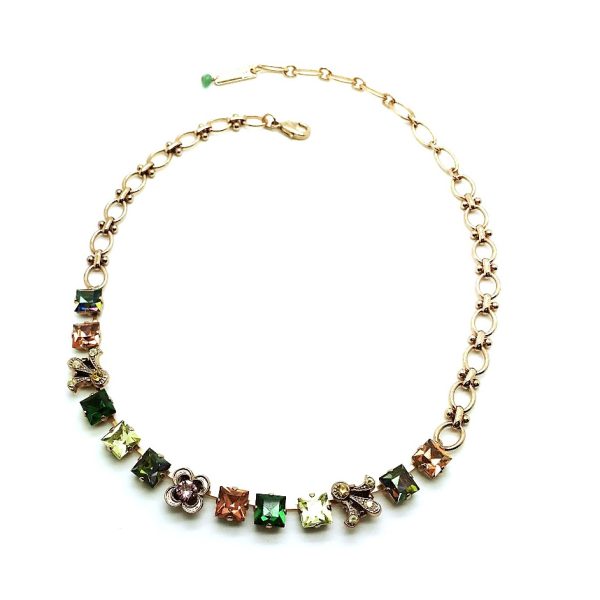 Mariana Necklace Square & Flower Shape Austrian Crystals Imagine Nostalgia Coll.