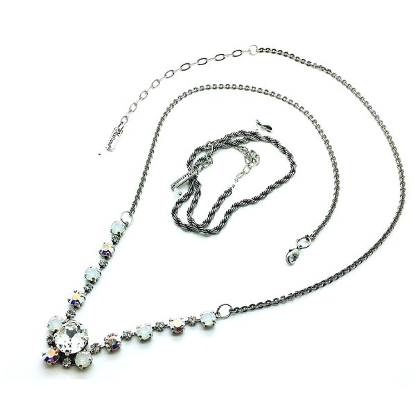 Mariana Pendant Necklace White & Clear & Dual Swarovski Crystals On A Clear Day Inspiration Coll.