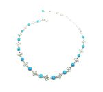 Necklace By Mariana Woman Beautiful Silver Clover and Round Turquoise Swarovski Crystals