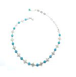 Necklace By Mariana Woman Beautiful Silver Clover and Round Turquoise Swarovski Crystals - Image 2