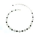 Mariana Necklace Beautiful Silver Clover & Round Black Swarovski Crystal My Treasures Coll.
