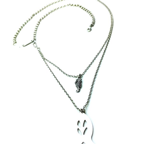 Mariana Necklace Pendant Beautuful Seahorse & Fish Shape Silver Plated