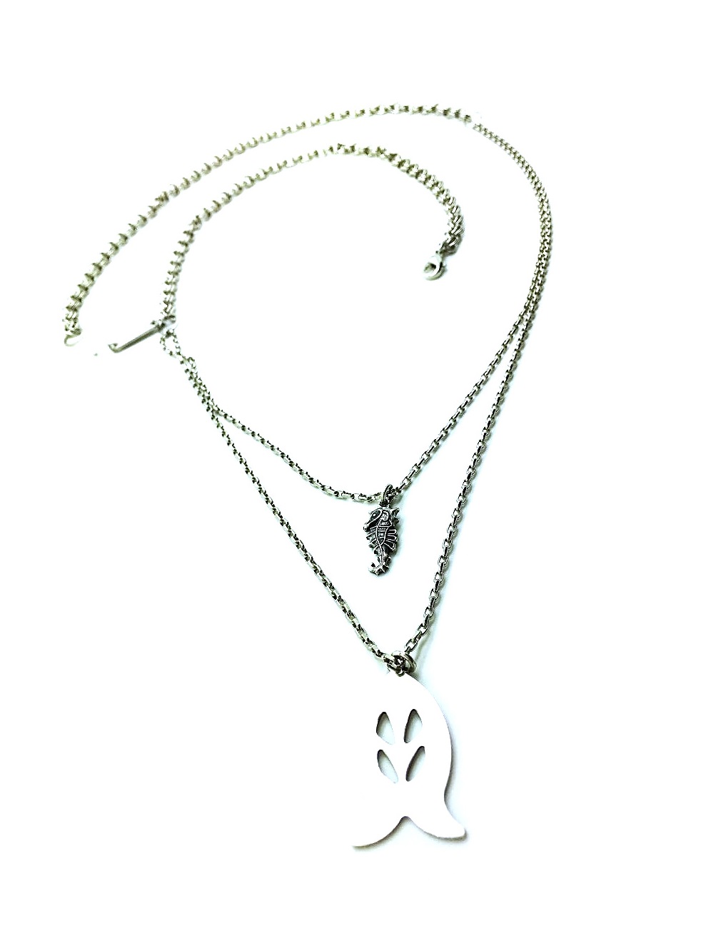 N-3910-SP (1) Mariana Necklace Pendant Beautuful Seahorse & Fish Shape Silver Plated - Image 1