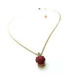 Mariana Pendant Necklace Vintage Rose & Green Swarovski Crystals Black Velvet Songbook Coll.