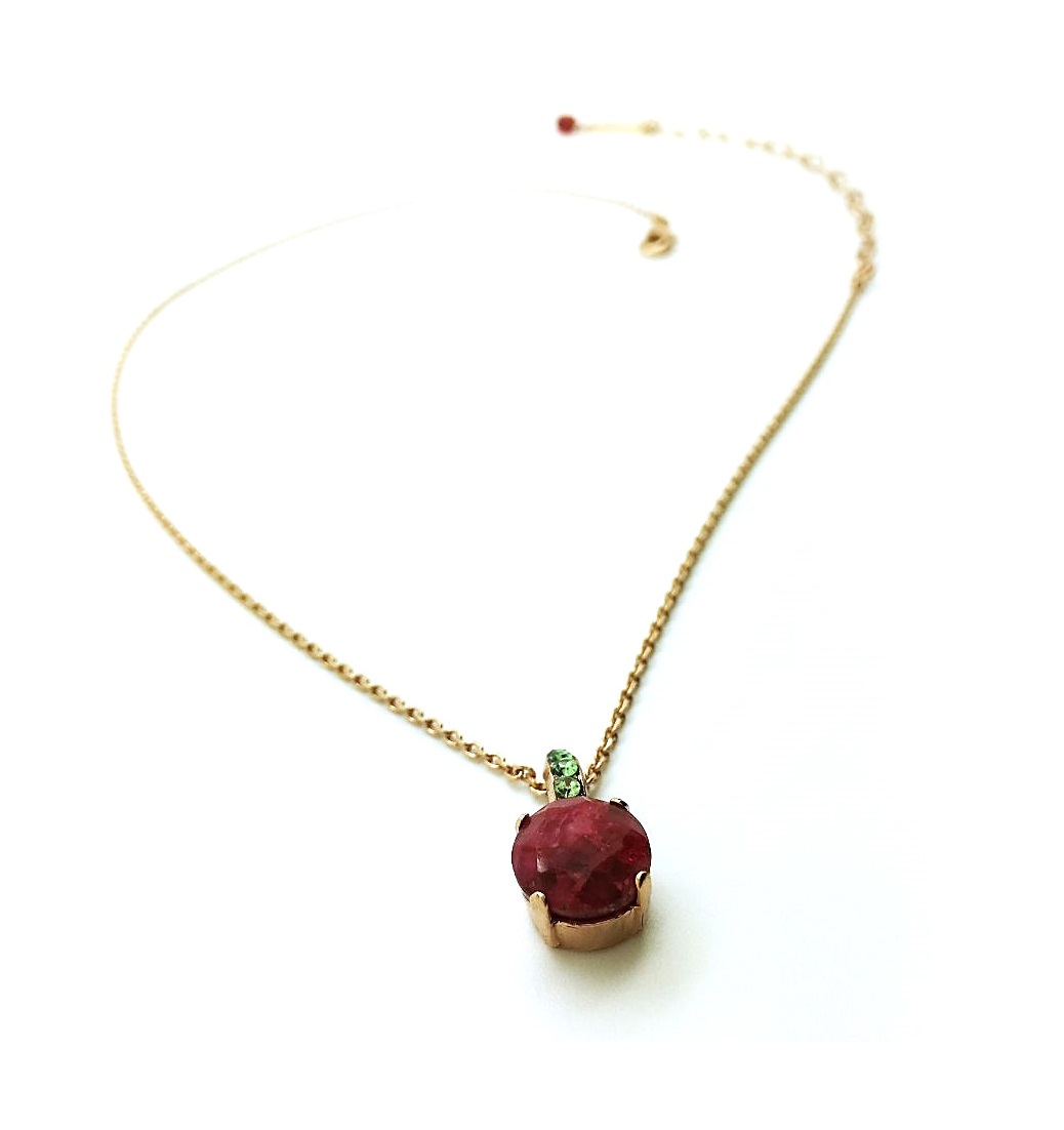 N-5062-1073-RG (1) Mariana Pendant Necklace Vintage Rose & Green Swarovski Crystals Black Velvet Songbook Coll. - Image 1