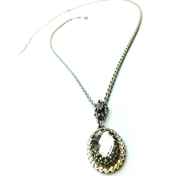Necklace Pendant By Mariana Woman Fancy Oval With Clear Swarovski Crystals-SP