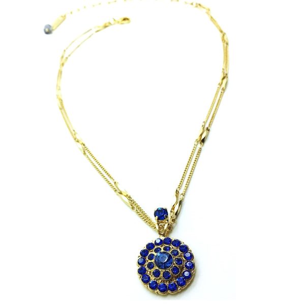 Necklace Pendant By Mariana Woman Sapphire Blue Flower Shape Swarovski Crystals