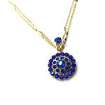Necklace Pendant By Mariana Woman Sapphire Blue Flower Shape Swarovski Crystals - Image 2