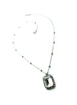 Mariana Pendant Necklace Lovely Rectangular Clear Crystal Swarovski On A Clear Day Sweet Summer Coll. SP Plated
