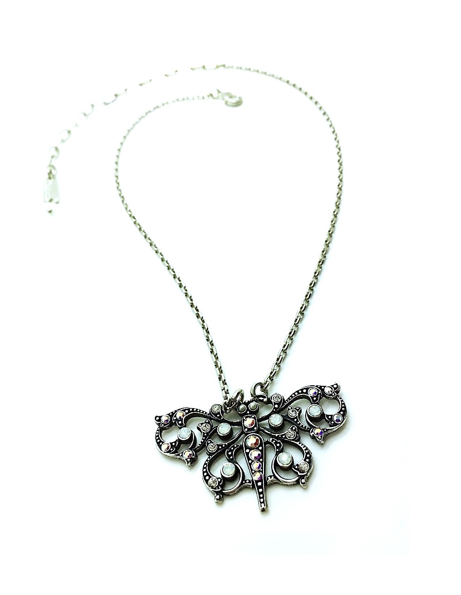 N-5622-001-SP (1) Pendant Necklace By Mariana Inspiration Coll. Butterfly Shape White & Clear Austrian Crystals - Image 1