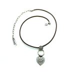 Mariana Pendant Genuine Leather & Clear Crystal Heart Shape On A Clear Day Inspiration Coll.