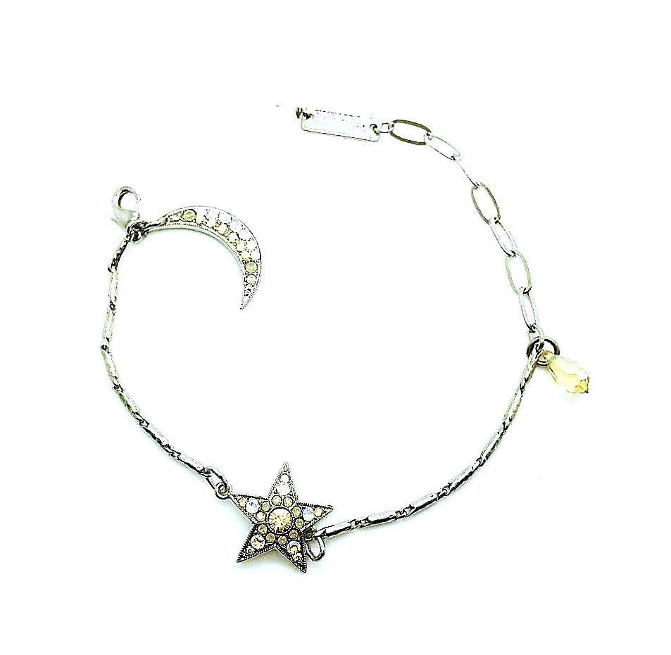 B-4106-2-391100-SP (1) Bracelet By Mariana Woman Star and Moon Champagne Swarovski Crystals - Image 1