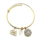 Mariana Bracelet Heart Shape & Guardian Angel Clear Swarovski Crystal Calf Emerald City Icons Coll.
