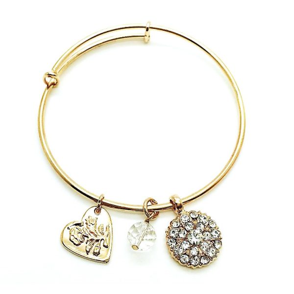 Mariana Bracelet Heart Shape & Guardian Angel Clear Swarovski Crystal Calf Emerald City Icons Coll.