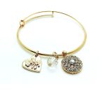 Mariana Bracelet Heart Shape & Guardian Angel Clear Swarovski Crystal Calf Emerald City Icons Coll. - Image 2