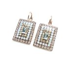 Earrings By Mariana Oasis Silk Road Coll. Rich Rectangle Shape Clear, Silver & Light Blue Austrian Crystals
