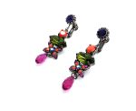 Mariana Earrings Rich Flower Shape Purple & Olive Green Swarovski Crystal Jade Silk Road Coll.