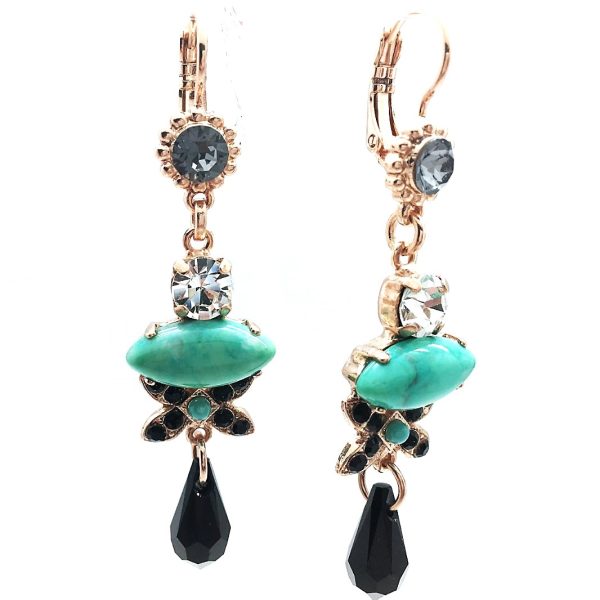 Mariana Earrings Turquoise & Grey Swarovski Crystals Kokomo Songbook Coll.