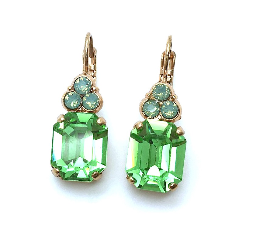 E-1014-214-RG (2) Mariana Earrings Peridot & Pacific Opal Beautiful Austrian Crystals My Treasures Coll. - Image 1