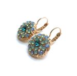Earrings By Mariana Woman Dazzling Flower Shape Opal and Blue Zircon Swarovski Crystals