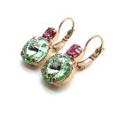 Earrings By Mariana Woman Beautiful Round Chrysolite and Rose Swarovski Crystals