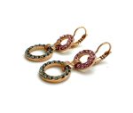 Earrings By Mariana Woman Beautiful Round Shape Light Blue and Purple Swarovski Crystals - Image 2