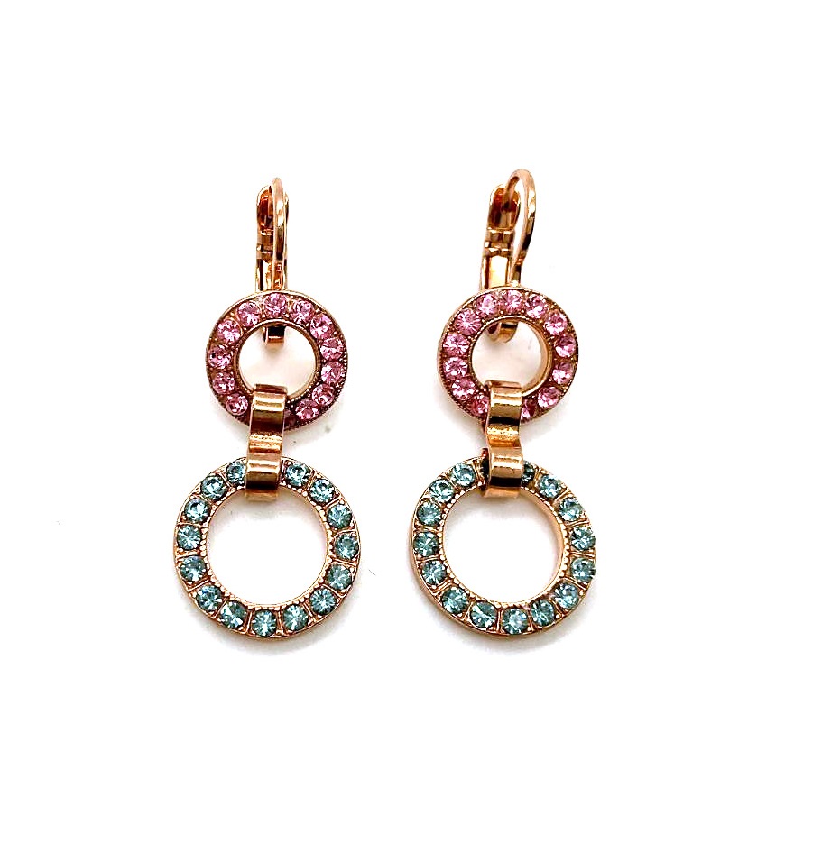 E-1039-1-1083-RG6 (3) Earrings By Mariana Woman Beautiful Round Shape Light Blue and Purple Swarovski Crystals - Image 1