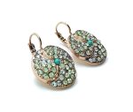 Earrings By Mariana Woman Flower Turquoise Mineral and Opal Swarovski Crystals - Image 2