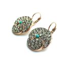 Earrings By Mariana Woman Flower Turquoise Mineral and Opal Swarovski Crystals - Image 3