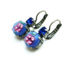 Earrings By Mariana Woman Round Shape Beautiful Blue and Purple Swarovski Crystals