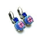 Earrings By Mariana Woman Round Shape Beautiful Blue and Purple Swarovski Crystals - Image 2