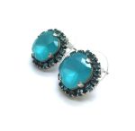 Mariana Earrings My Treasures Coll. Turquoise & Light Turquoise Austrian Crystals - Image 2