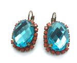 Earrings By Mariana St Bart's Caribbean Life Coll. Faceted Light Blue Oval Shape Austrian Crystal