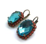Earrings By Mariana St Bart's Caribbean Life Coll. Faceted Light Blue Oval Shape Austrian Crystal - Image 2