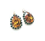 Mariana Earrings Beautiful Brown Maple & Dark Green Pair Shape Swarovski Crystals Silk Road Coll. - Image 3