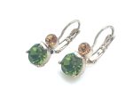 Earrings By Mariana On A Clear Day Coll. Beautiful Round Shape Olive Green Swarovski Crystals
