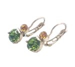 Earrings By Mariana On A Clear Day Coll. Beautiful Round Shape Olive Green Swarovski Crystals - Image 2