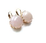 Earrings By Mariana Woman Beautiful Round Rose Quartz Mineral - Image 3