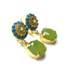 Earrings By Mariana Woman Rich Drop Beautiful Light Olive Green Swarovski Crystals - Image 3
