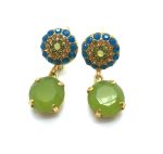 Earrings By Mariana Woman Rich Drop Beautiful Light Olive Green Swarovski Crystals
