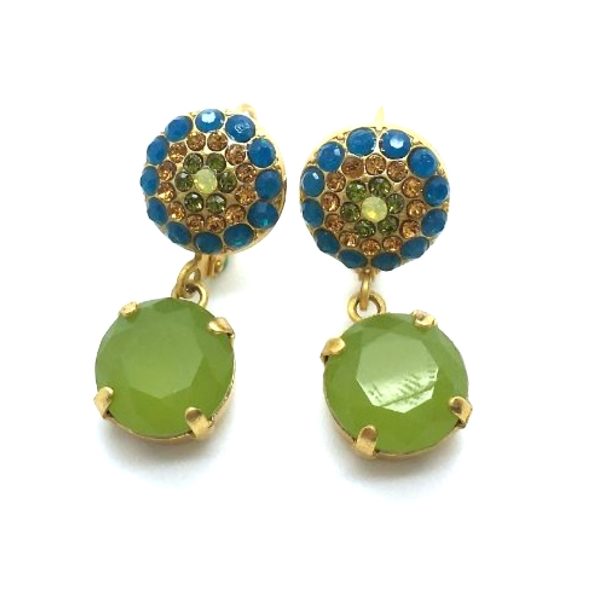 Earrings By Mariana Woman Rich Drop Beautiful Light Olive Green Swarovski Crystals