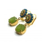 Earrings By Mariana Woman Rich Drop Beautiful Light Olive Green Swarovski Crystals - Image 2