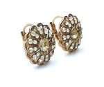 Earrings By Mariana Woman Flower Shape Peach and Golden Swarovski Crystals - Image 2
