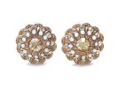 Earrings By Mariana Woman Flower Shape Peach and Golden Swarovski Crystals - Image 3