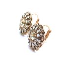Earrings By Mariana Woman Flower Shape Peach and Golden Swarovski Crystals