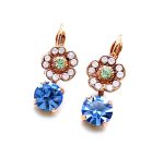 Earrings By Mariana My Treasures Coll. Beautiful Flower Shape Blue, Pink & Green Austrian Crystals