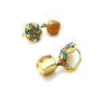 Mariana Earrings Round Shape Beautiful Jasper Mineral & Brown Swarovski Crystal Kalahari Africa Coll. - Image 3