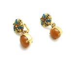 Mariana Earrings Round Shape Beautiful Jasper Mineral & Brown Swarovski Crystal Kalahari Africa Coll. - Image 2